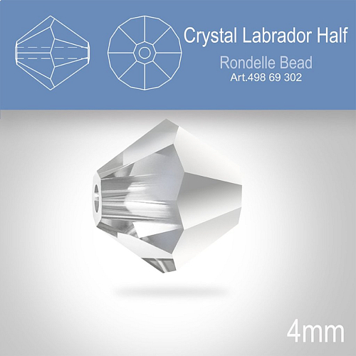 PRECIOSA Bicone MC BEAD (sluníčko) velikost 4mm. Barva CRYSTAL LABRADOR  half. Balení 30ks .