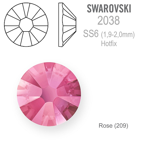 SWAROVSKI xilion rose HOT-FIX velikost SS6 barva ROSE 