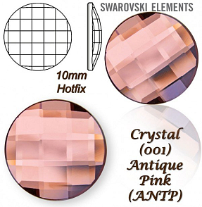 SWAROVSKI HOT-FIX 2035 tvar Chessboard CIRCLE FB 10mm Antique pink