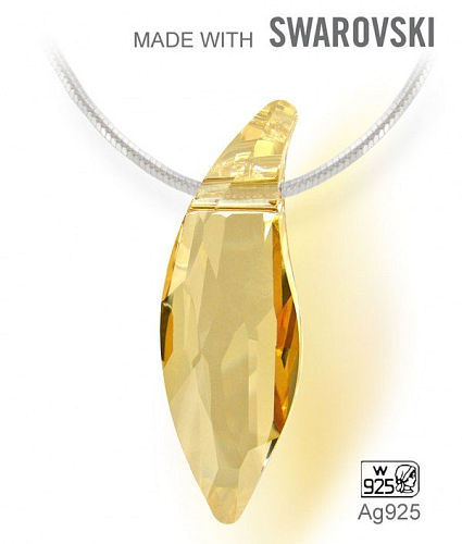 Přívěsek Made with Swarovski 6904 Crystal (001) Golden Shadow (GSHA) 30mm+řetízek Ag925