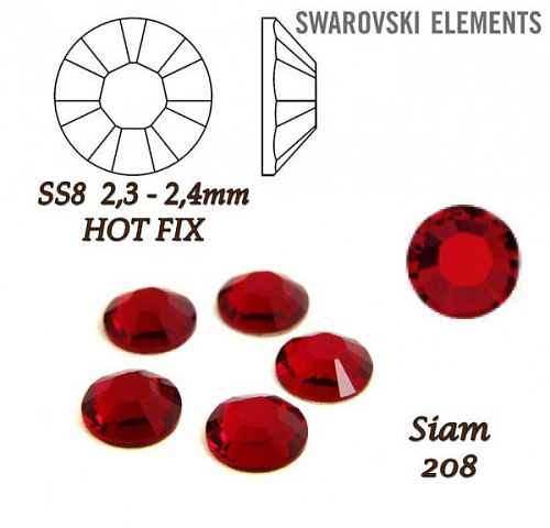 SWAROVSKI xilion rose HOT-FIX velikost SS8 barva SIAM