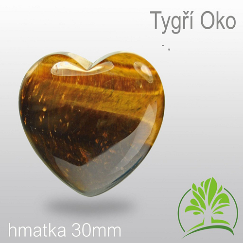 Minerály HMATKY tvar Srdce velikost 30mm Tygří Oko