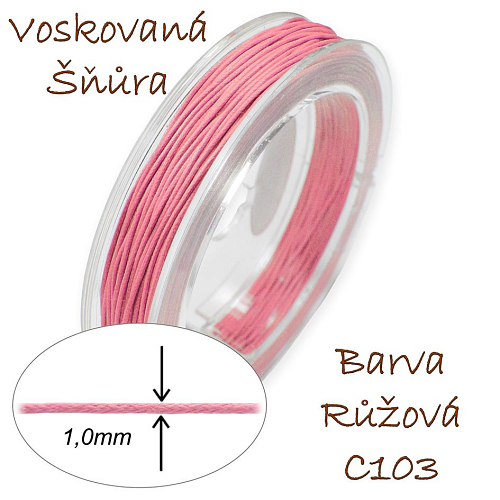 Voskovaná šňůra-síla 1,0mm v barvě růžové číslo C103