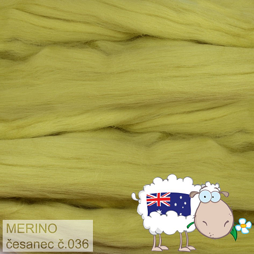 Česanec australské merino (20-21 - mikronů), vlna na plstění a předení. Barva 036 PISTÁCIOVÁ  ZELENÁ. Balení 20g. 