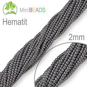 Korálky Mini BEADS z minerálů Hematit přírodní polodrahokam. Velikost pr.2mm. Balení 195Ks.