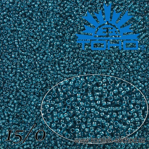 Korálky TOHO tvar ROUND (kulaté). Velikost 15/0. Barva č. 7BD-Transparent Capri Blue. Balení 5g.