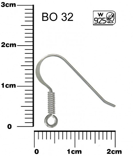 NÁUŠNICE ozn. BO 32. Materiál STŘÍBRO AG925.váha 0,22g.