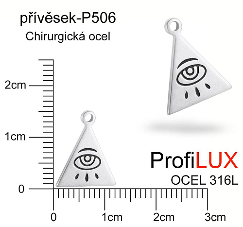Přívěsek Chirurgická Ocel ozn-P506 oko PROROKA velikost 15x12mm tl.1.2mm. Řada přívěsků ProfiLUX. 