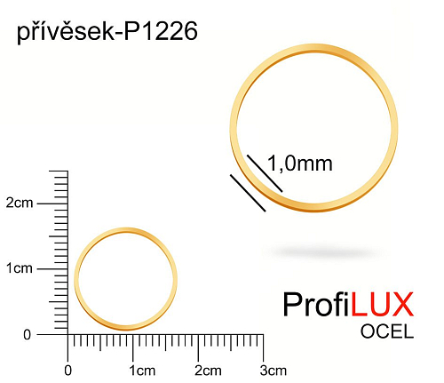 Přívěsek Ocel ozn-P1226 KRUH velikost pr.15mm. Síla 1,0mm. Barva POZLACENO. Řada přívěsků ProfiLUX