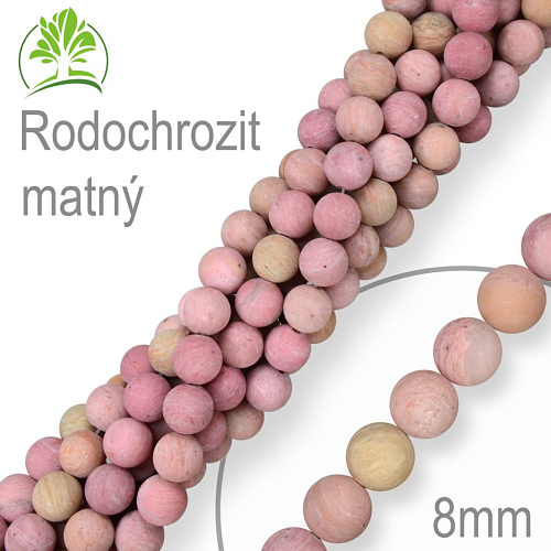Korálky z minerálů Rodochrozit matný přírodní polodrahokam. Velikost pr.8mm. Balení 10Ks.