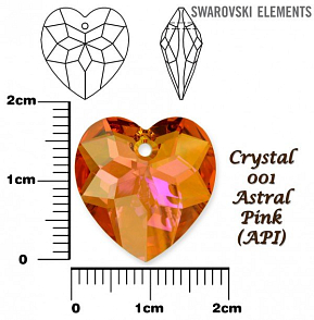 SWAROVSKI Heart Pendant barva CRYSTAL ASTRAL PINK velikost 18mm.