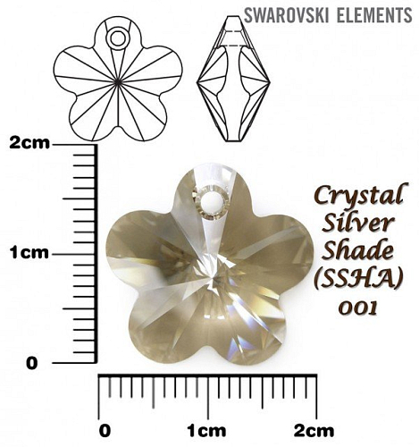 SWAROVSKI Flower Pendant barva CRYSTAL SILVER SHADE velikost 18mm.