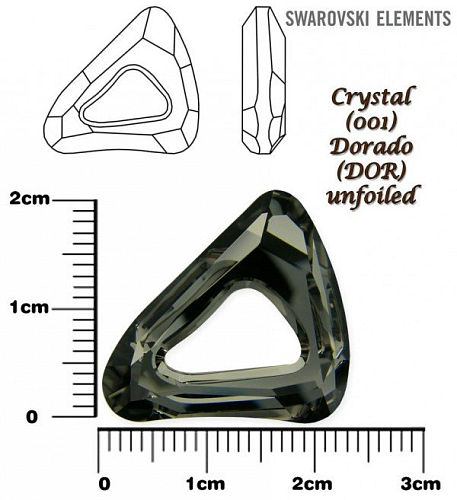 SWAROVSKI ELEMENTS Organic Cosmic Triangle 4736 barva CRYSTAL (001) DORADO (DOR) velikost 20mm.