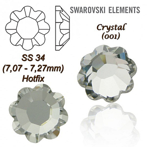 SWAROVSKI 2728 HOT-FIX tvar KYTKA  SS34 barva CRYSTAL