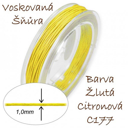Voskovaná šňůra-síla 1,0mm v barvě žluté citrónové číslo C177