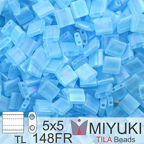 Korálky MIYUKI tvar TILA BEADS velikost 5x5mm. Barva TL-148FR Matte Transparent Aqua AB. Balení 5g.