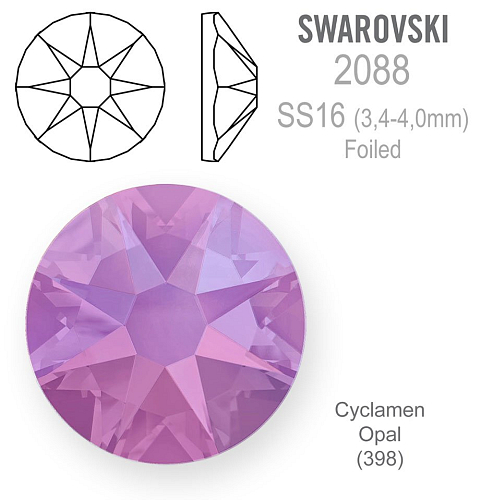 SWAROVSKI XIRIUS FOILED velikost SS16 barva CYCLAMEN OPAL 