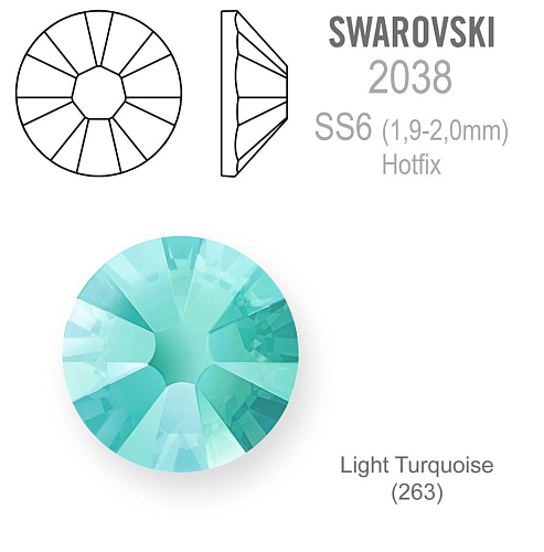 Swarovski 2038 XILION Rose HOT-FIX velikost SS6 barva Light Turquoise (263)