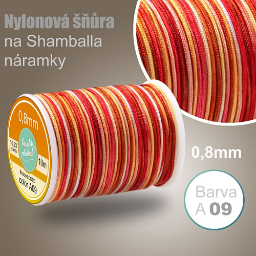 Nylonová šňůra na Shamballa náramky Gradient MIX 09 průměr nitě 0,8mm 10m v balení