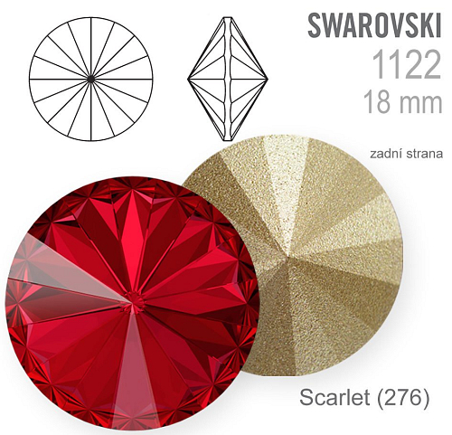 Swarovski Rivoli 1122 barva Scarlet (276) velikost 18mm. 