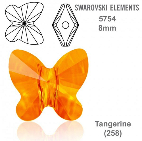 SWAROVSKI KORÁLKY Butterfly Bead barva Tangerine velikost 8mm. Balení 3Ks.