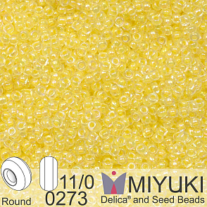 Korálky Miyuki Round 11/0. Barva 0273 Light Yellow Lined Crystal AB. Balení 5g. 
