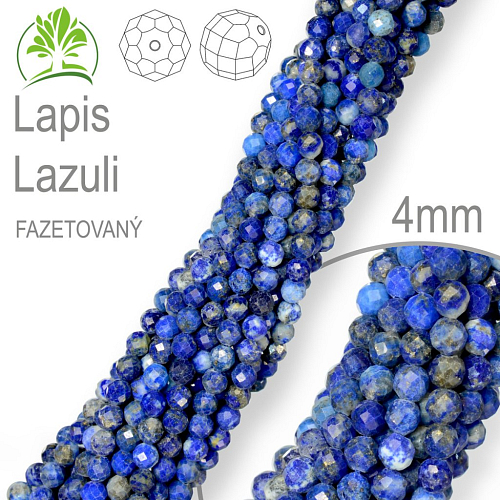 Korálky z minerálů  Lapis Lazuli Fazetovaný přírodní polodrahokam. Velikost pr.4mm. Balení 90Ks.