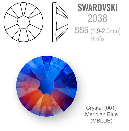 SWAROVSKI xilion rose HOT-FIX velikost SS6 barva CRYSTAL MERIDIAN BLUE 