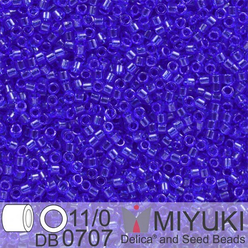 Korálky Miyuki Delica 11/0. Barva Tr Cobalt  DB0707. Balení 5g.