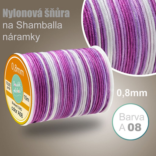 Nylonová šňůra na Shamballa náramky Gradient MIX 08 průměr nitě 0,8mm 10m v balení