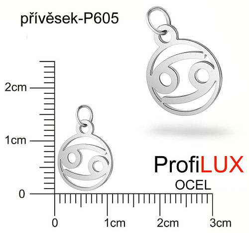 Přívěsek Chirurgická Ocel ozn-P605 Znamení Zvěrokruhu RAK velikost 11x13mm tl.1.2mm. Řada přívěsků ProfiLUX