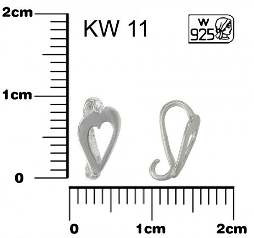 ŠLUPNA s očkem ozn. KW11. Materiál STŘÍBRO AG925.váha 0,23g.