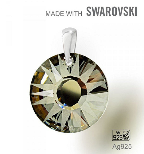 Přívěsek Made with Swarovski 6724 Crystal (001) Silver Night (SINI) 19mm+šlupna Ag925