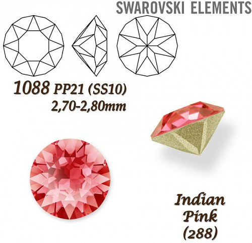 SWAROVSKI ELEMENTS 1088 XIRIUS Chaton PP21 (SS10)  2,70-2,80mm barva INDIAN PINK (289). 