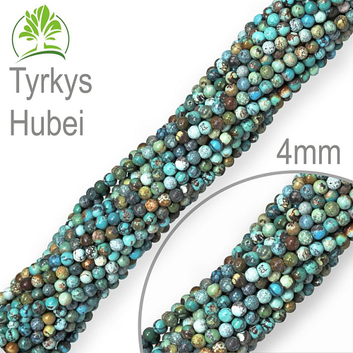 Korálky z minerálů Tyrkys Hubei přírodní polodrahokam. Velikost pr.4mm. Balení 18Ks.