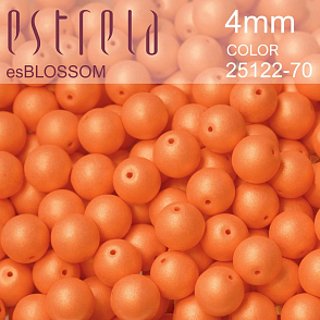 Korálky esBLOSSOM voskované tvar kulatý. Velikost 4mm. Barva 25122-70 (oranžová+listr). Balení 31ks na návleku. 