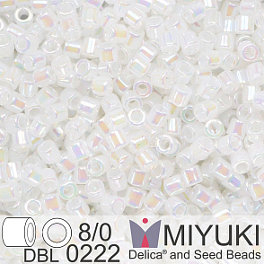 Korálky Miyuki Delica 8/0. Barva White Opal AB DBL0222. Balení 5g.