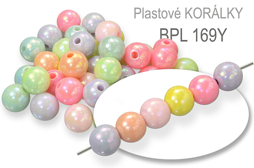 Korálky plastové PBL 169Y v různých barvách o průměru 6mm. Balení 25g (cca.210Ks).