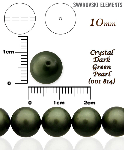 SWAROVSKI 5810 Voskované Perle barva CRYSTAL DARK GREEN PEARL velikost 10m. 