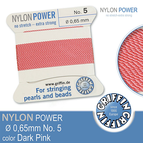 NYLON Power velmi pevná nit GRIFFIN síla nitě 0,65mm Barva Dark Pink