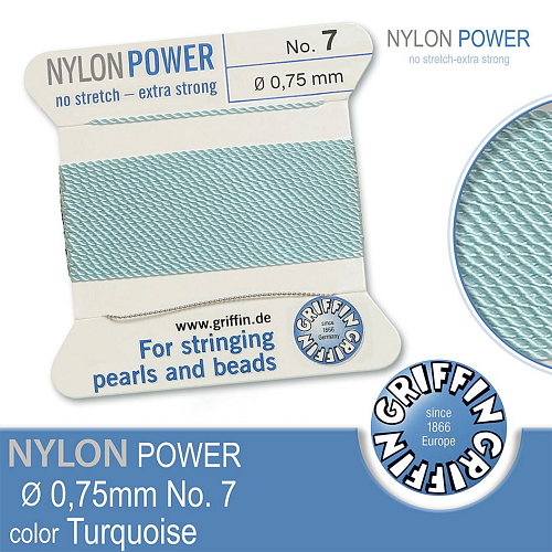 NYLON Power velmi pevná nit GRIFFIN síla nitě 0,75mm Barva Turquoise