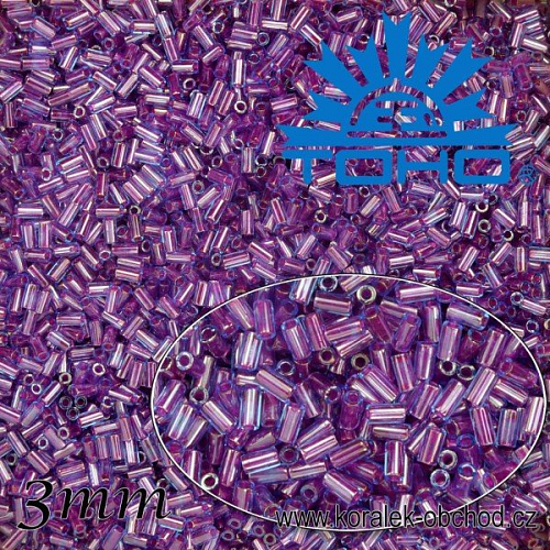 Korálky TOHO tvar BUGLES (válcové). Velikost pr.1,6mm x 3mm. Barva č. 252-Inside-Color Aqua/Purple Lined . Balení 10g.