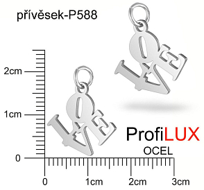 Přívěsek Chirurgická Ocel ozn-P588 LOVE velikost 16x16mm tl.1.2mm. Řada přívěsků ProfiLUX