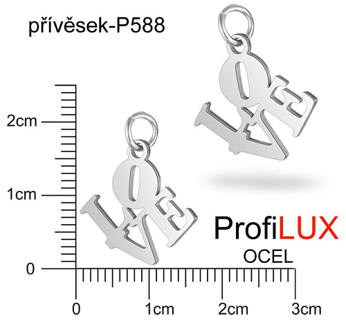 Přívěsek Chirurgická Ocel ozn-P588 LOVE velikost 16x16mm tl.1.2mm. Řada přívěsků ProfiLUX