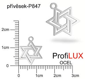 Přívěsek Chirurgická Ocel ozn-P847 HVĚZDA velikost  16x13mm. Řada přívěsků ProfiLUX