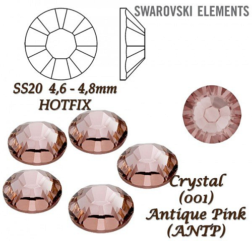 SWAROVSKI xirius rose HOT-FIX velikost SS20 barva CRYSTAL ANTIQUE PINK