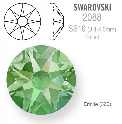 SWAROVSKI 2088 XIRIUS FOILED velikost SS16 barva Erinite 