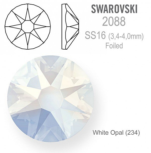 Swarovski XIRIUS FOILED 2088 velikost SS16 barva White Opal 