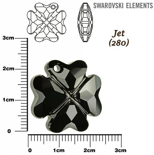 SWAROVSKI 6764 CLOVER Pendant barva JET velikost 23mm.