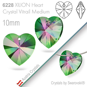 Swarovski XILION Heart 6228. Barva Crystal Vitrail Medium. Velikost 10mm